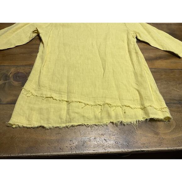 Match Point Yellow Linen Cowl Neck Pocket Tunic Top Womens Size Medium - Picture 8 of 10